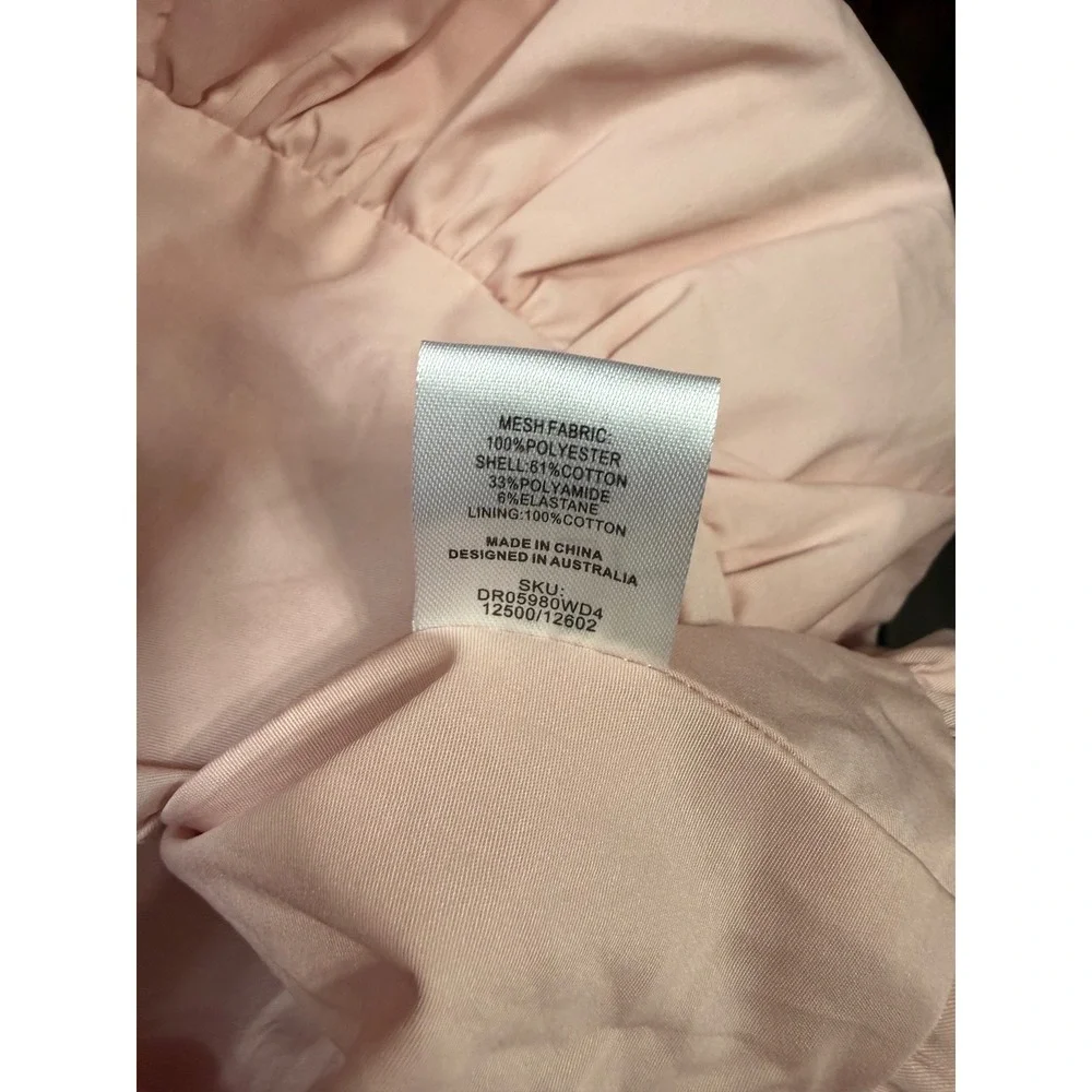 Meshki Pink Ruched Bubble Hem Mini Dress Halter Neckline Large Coquette Romanic - Picture 8 of 8